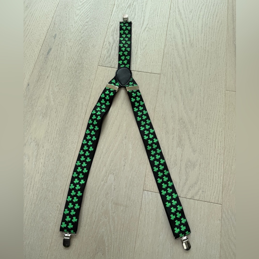 Green Shamrock Suspenders Кids